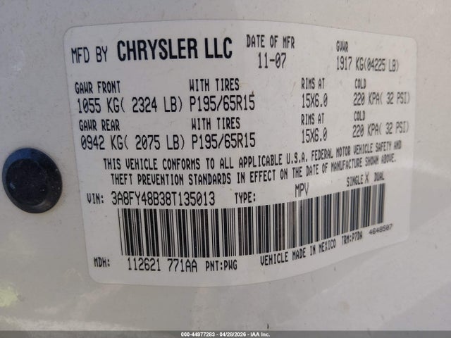 Aukcja sprzedaży 2008 Chrysler Pt Cruiser Lx, vin: 3A8FY48B38T135013, numer aukcji: 44977283