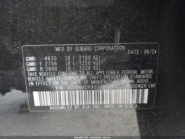 Продаж на аукціоні авто 2025 Subaru Legacy Premium, vin: 4S3BWAD68S3002687, номер лоту: 44977345