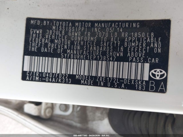 Toyota Corolla S 2014 5YFBURHE1EP138547 Image 9