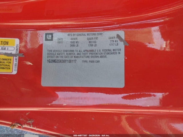 Продаж на аукціоні авто 2008 Pontiac Solstice Gxp, vin: 1G2MG35X38Y108117, номер лоту: 44977387