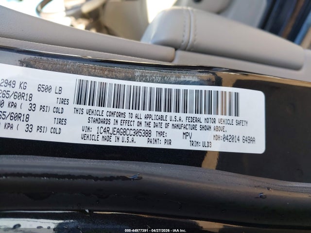2012 Jeep Grand Cherokee Laredo მანქანა იყიდება აუქციონზე, vin: 1C4RJEAG8CC305388, აუქციონის ნომერი: 44977391