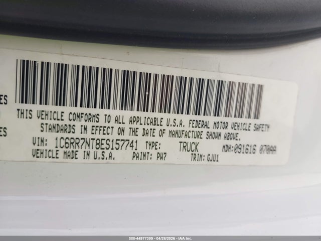 Aukcja sprzedaży 2014 Ram 1500 Laramie, vin: 1C6RR7NT8ES157741, numer aukcji: 44977399