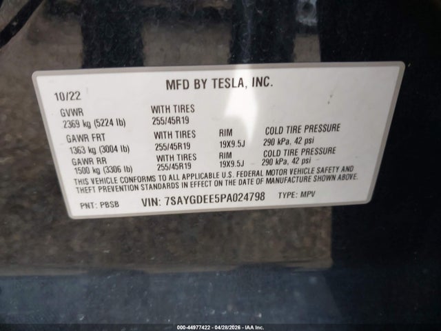 Aukcja sprzedaży 2023 Tesla Model Y Awd/long Range Dual Motor All-wheel Drive, vin: 7SAYGDEE5PA024798, numer aukcji: 44977422