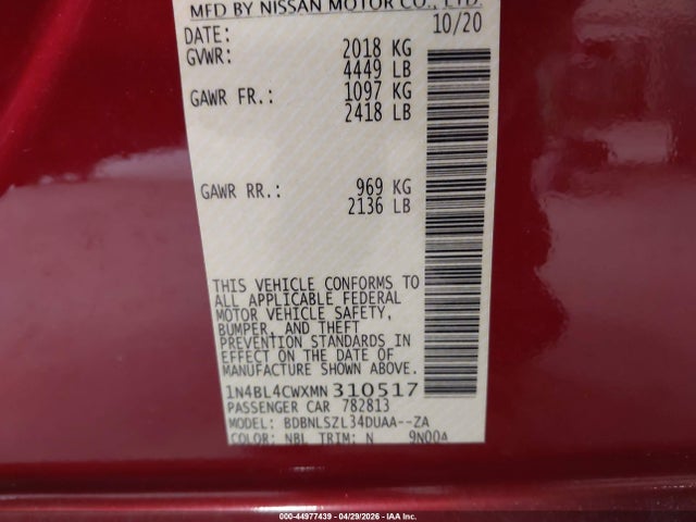 Aukcja sprzedaży 2021 Nissan Altima Sr Intelligent Awd, vin: 1N4BL4CWXMN310517, numer aukcji: 44977439
