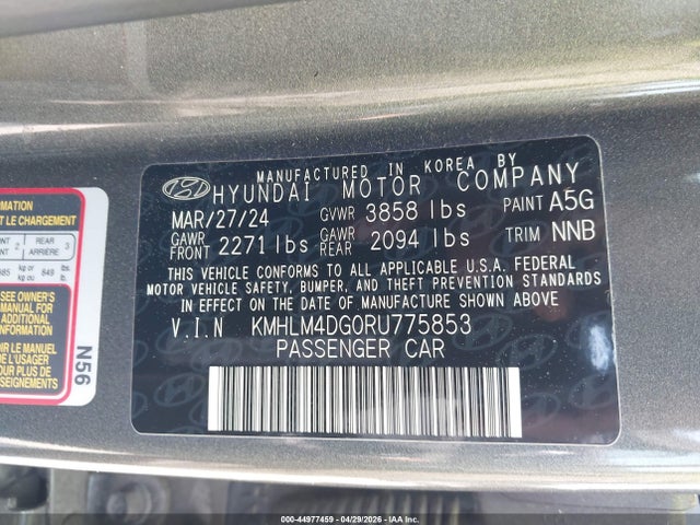 Продажа на аукционе авто 2024 Hyundai Elantra Sel, vin: KMHLM4DG0RU775853, номер лота: 44977459