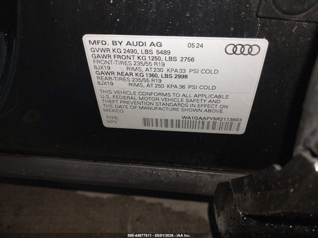 WA1GAAFY5R2113663 Audi Q5 Premium 45 Tfsi S Line Quattro