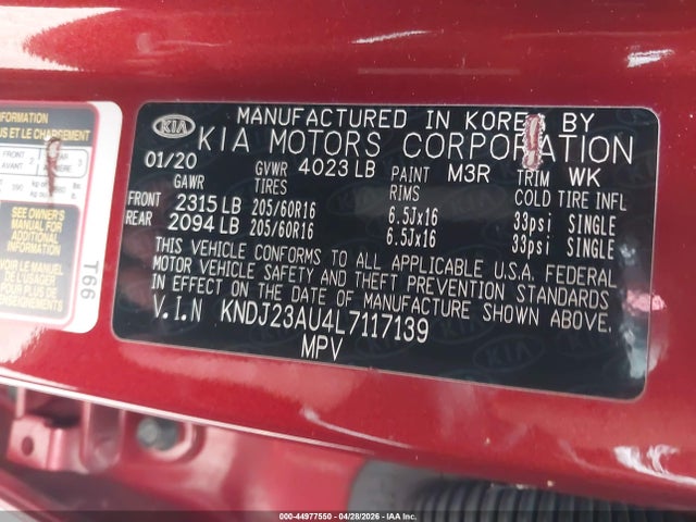 KIA SOUL LX 2020 KNDJ23AU4L7117139 Image 9