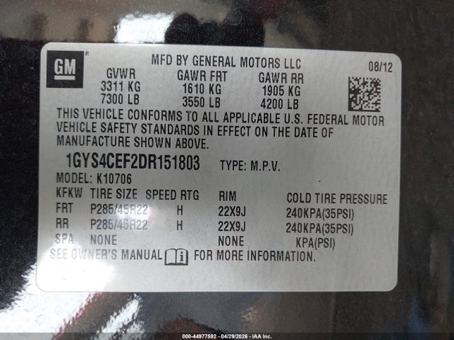 2013 Cadillac Escalade Premium მანქანა იყიდება აუქციონზე, vin: 1GYS4CEF2DR151803, აუქციონის ნომერი: 44977592