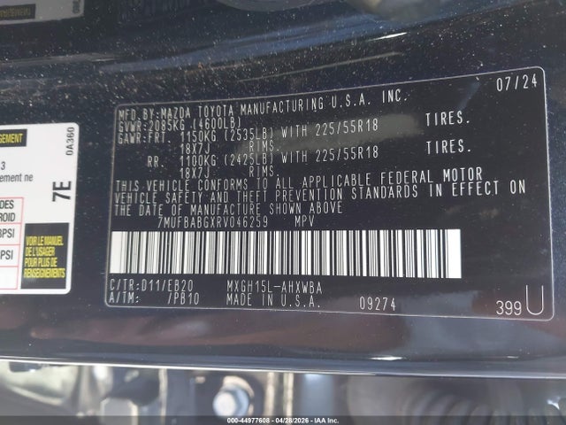 7MUFBABGXRV046259 Toyota Corolla Cross Hybrid Xse