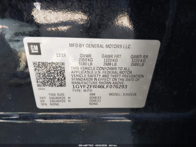 1GYFZFR46LF076293 Cadillac Xt4 Awd Sport