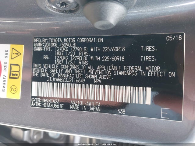 JTJYARBZ3J2116649 Lexus NX 300