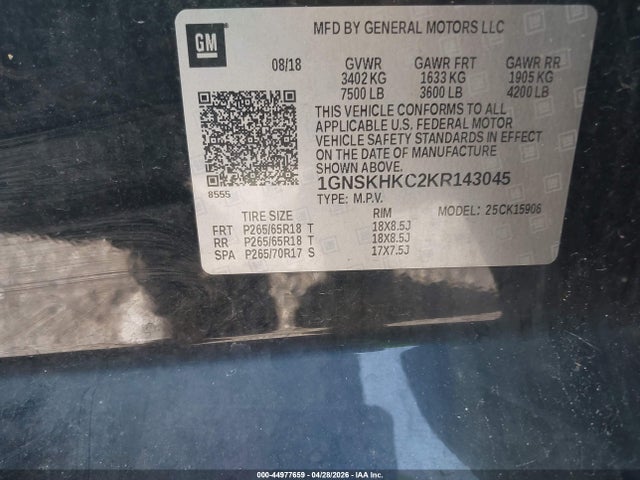 Chevrolet Suburban Lt 2019 1GNSKHKC2KR143045 Image 9