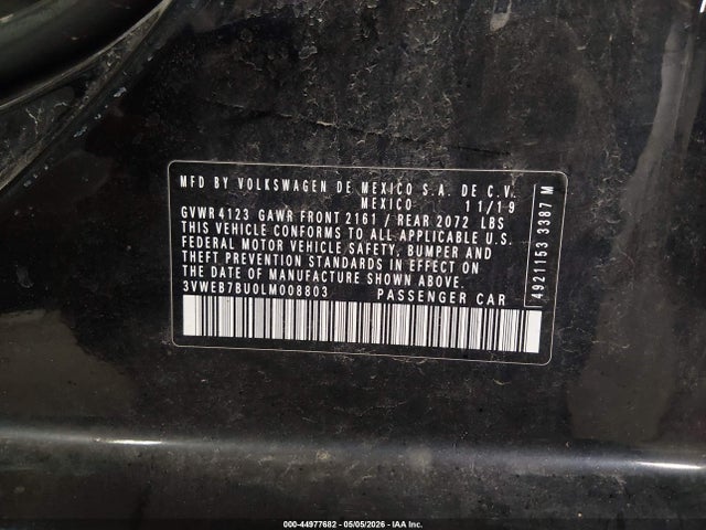 Aukcja sprzedaży 2020 Volkswagen Jetta 1.4t Sel, vin: 3VWEB7BU0LM008803, numer aukcji: 44977682