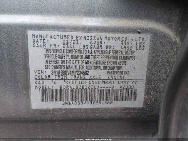 44977700 :رقم المزاد ، 3N1AB8BV4MY234582 vin ، 2021 Nissan Sentra S Xtronic Cvt مزاد بيع