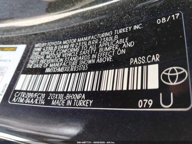 2018 Toyota C-hr Xle Premium მანქანა იყიდება აუქციონზე, vin: NMTKHMBX0JR031765, აუქციონის ნომერი: 44977731