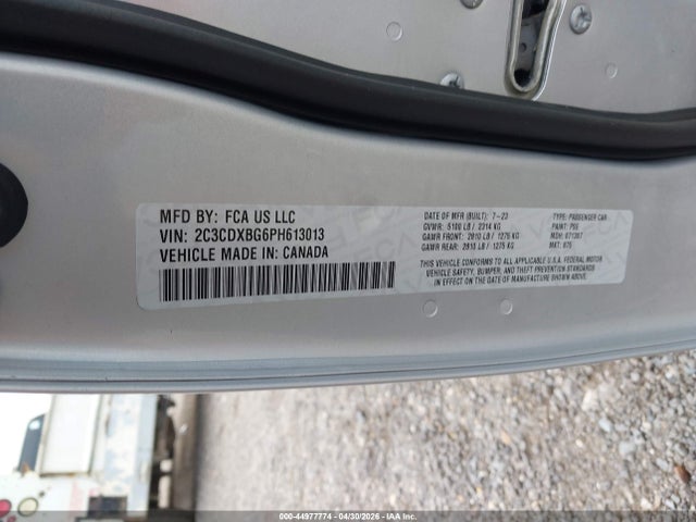 2023 Dodge Charger Sxt მანქანა იყიდება აუქციონზე, vin: 2C3CDXBG6PH613013, აუქციონის ნომერი: 44977774