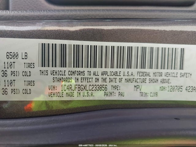 1C4RJFBGXLC233856 Jeep Grand Cherokee Limited 4x4