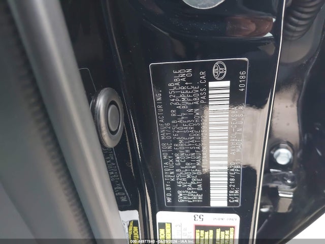 Aukcja sprzedaży 2026 Toyota Camry Nightshade, vin: 4T1DAACK7TU259322, numer aukcji: 44977840