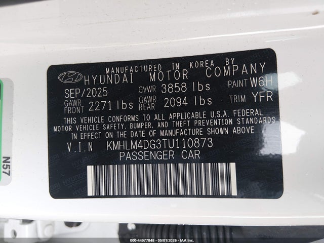 Продажа на аукционе авто 2026 Hyundai Elantra Sel Sport, vin: KMHLM4DG3TU110873, номер лота: 44977848
