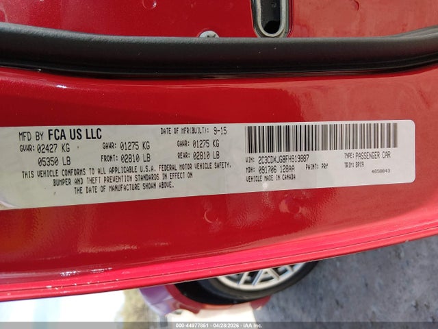 Продажа на аукционе авто 2015 Dodge Charger Sxt, vin: 2C3CDXJG8FH919887, номер лота: 44977851