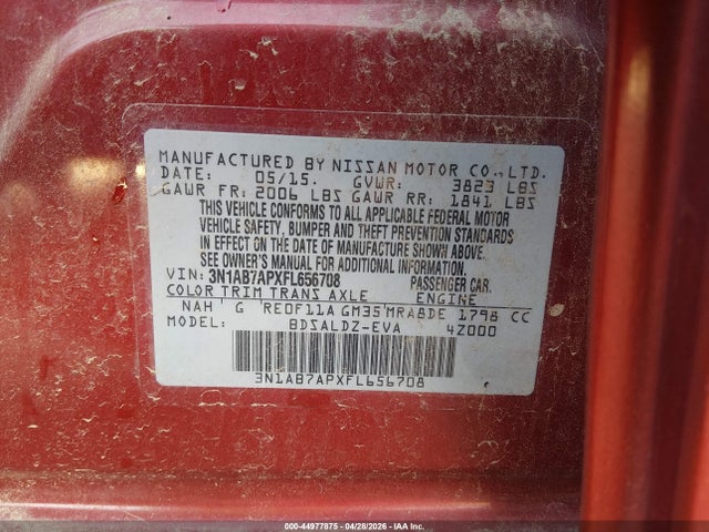 Nissan Sentra Fe+ S/s/sl/sr/sv 2015 3N1AB7APXFL656708 Image 9