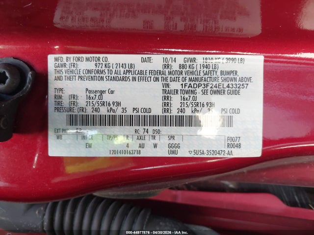 Ford FOCUS SE 2014 1FADP3F24EL433257 Image 9