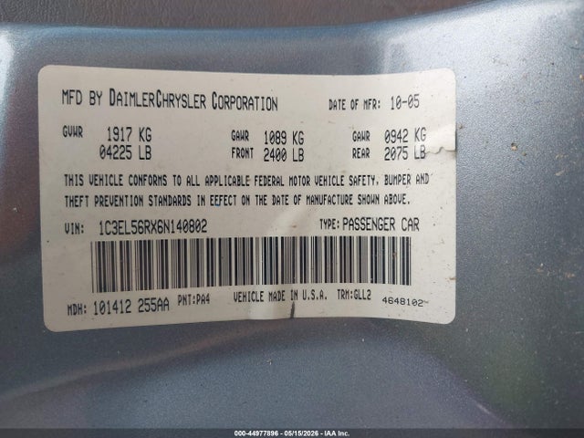 Aukcja sprzedaży 2006 Chrysler Sebring Touring, vin: 1C3EL56RX6N140802, numer aukcji: 44977896