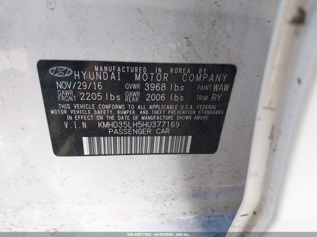 Aukcja sprzedaży 2017 Hyundai Elantra Gt, vin: KMHD35LH5HU377169, numer aukcji: 44977904
