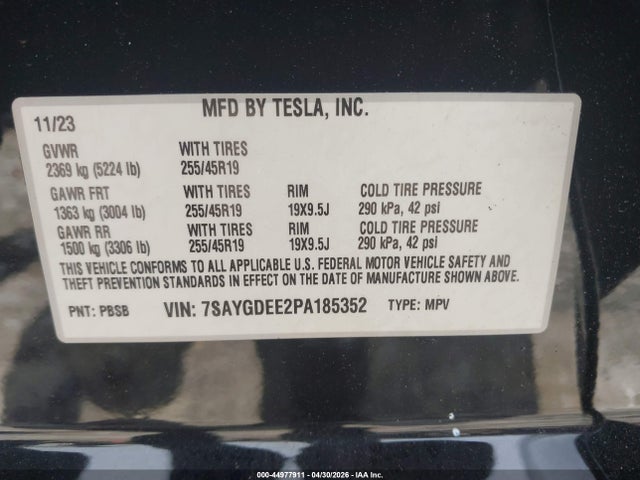 Aukcja sprzedaży 2023 Tesla Model Y Awd/long Range Dual Motor All-wheel Drive, vin: 7SAYGDEE2PA185352, numer aukcji: 44977911