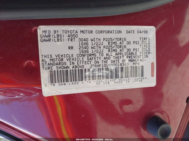 Продаж на аукціоні авто 1999 Lexus Rx 300, vin: JT6HF10U9X0018363, номер лоту: 44977918