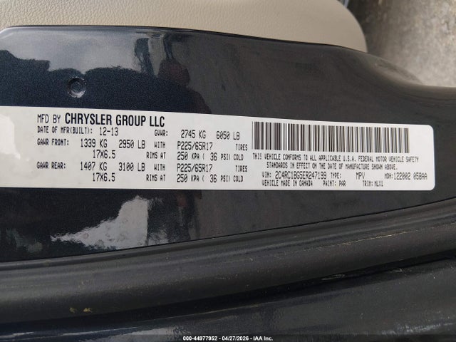 Продаж на аукціоні авто 2014 Chrysler Town & Country Touring, vin: 2C4RC1BG5ER247199, номер лоту: 44977952