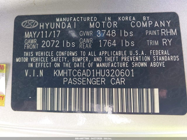 KMHTC6AD1HU320601 Hyundai Veloster Value Edition