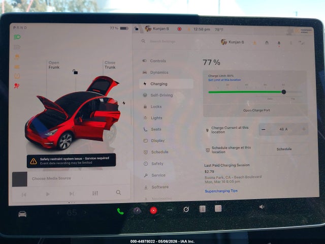 2023 Tesla Model Y Awd/long Range Dual Motor All-wheel Drive მანქანა იყიდება აუქციონზე, vin: 7SAYGDEE1PF805739, აუქციონის ნომერი: 44978022
