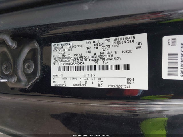 Ford F-150 Xl 2016 1FTFX1EG5GFA45458 Image 9