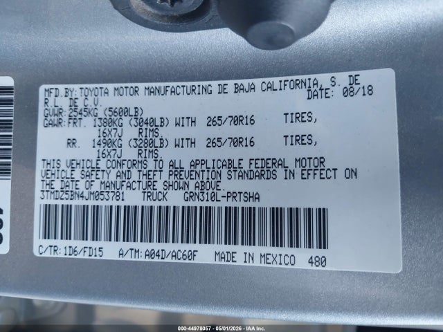 3TMDZ5BN4JM053781 Toyota Tacoma Trd Off Road