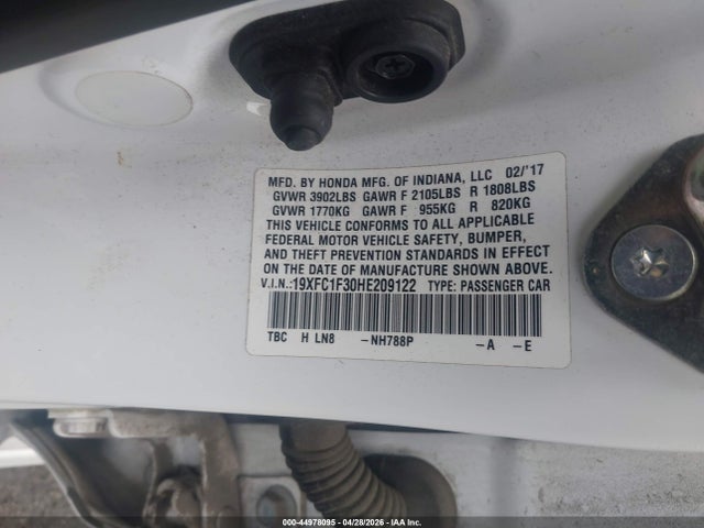 Aukcja sprzedaży 2017 Honda Civic Ex-t, vin: 19XFC1F30HE209122, numer aukcji: 44978095