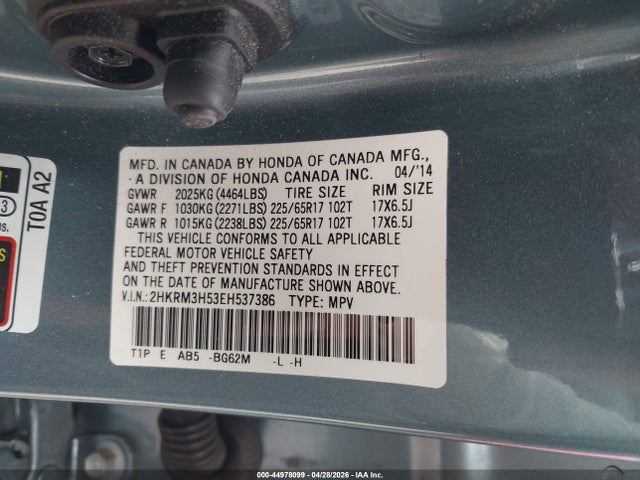 Aukcja sprzedaży 2014 Honda Cr-v Ex, vin: 2HKRM3H53EH537386, numer aukcji: 44978099