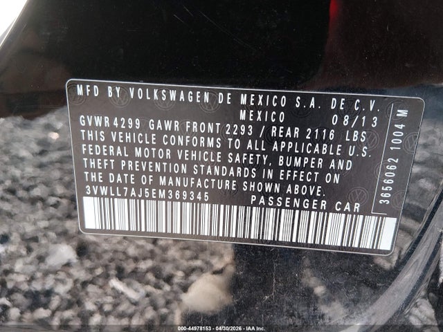 44978153 :رقم المزاد ، 3VWLL7AJ5EM369345 vin ، 2014 Volkswagen Jetta 2.0l Tdi مزاد بيع