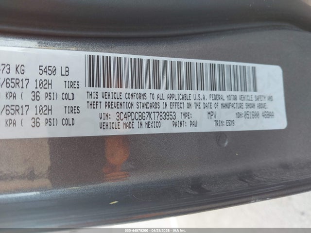 Dodge JOURNEY SE 2019 3C4PDCBG7KT783953 Image 9