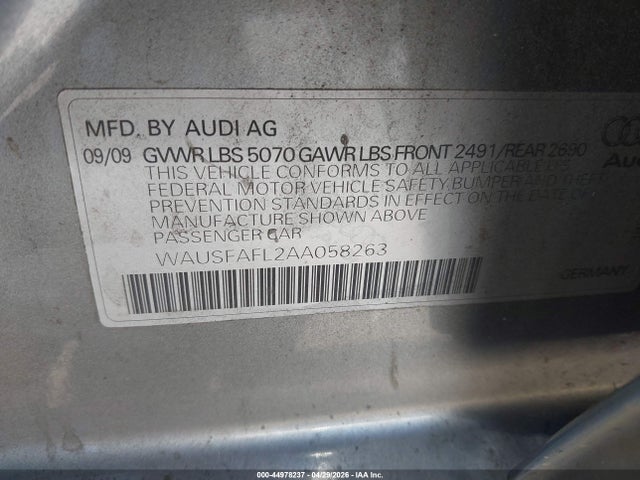 Продаж на аукціоні авто 2010 Audi A4 2.0t Premium, vin: WAUSFAFL2AA058263, номер лоту: 44978237