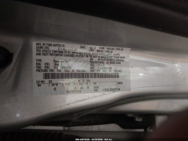 Продаж на аукціоні авто 2012 Ford Focus Se, vin: 1FAHP3K25CL355592, номер лоту: 44978259
