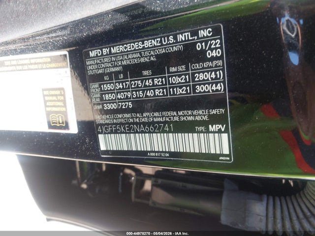 Продажа на аукционе авто 2022 Mercedes-benz Gls 450 4matic, vin: 4JGFF5KE2NA662741, номер лота: 44978270