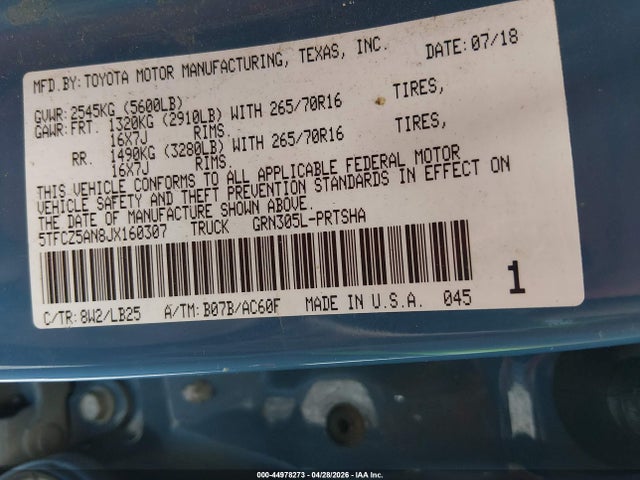 Продажа на аукционе авто 2018 Toyota Tacoma Trd Pro, vin: 5TFCZ5AN8JX160307, номер лота: 44978273