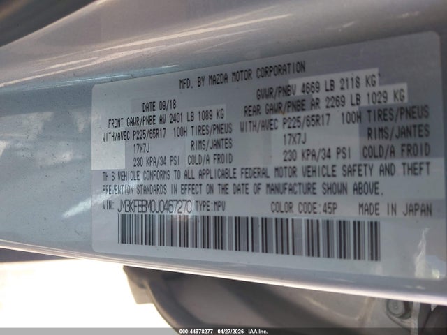 Aukcja sprzedaży 2018 Mazda Cx-5 Sport, vin: JM3KFBBM0J0467270, numer aukcji: 44978277