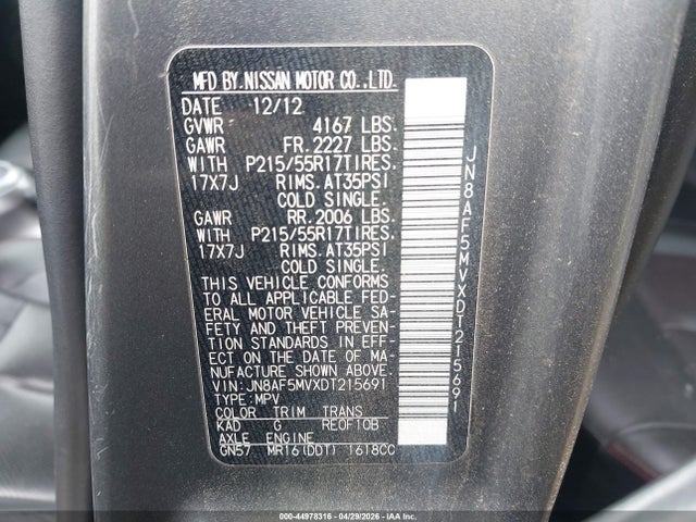 Продаж на аукціоні авто 2013 Nissan Juke Sl, vin: JN8AF5MVXDT215691, номер лоту: 44978316