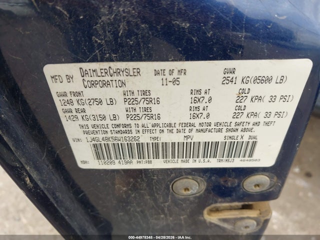 2006 Jeep Liberty Sport მანქანა იყიდება აუქციონზე, vin: 1J4GL48K56W163262, აუქციონის ნომერი: 44978348