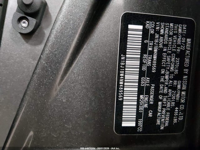 2022 Nissan Rogue Sport Sv Awd Xtronic Cvt მანქანა იყიდება აუქციონზე, vin: JN1BJ1BW4NW489569, აუქციონის ნომერი: 44978354