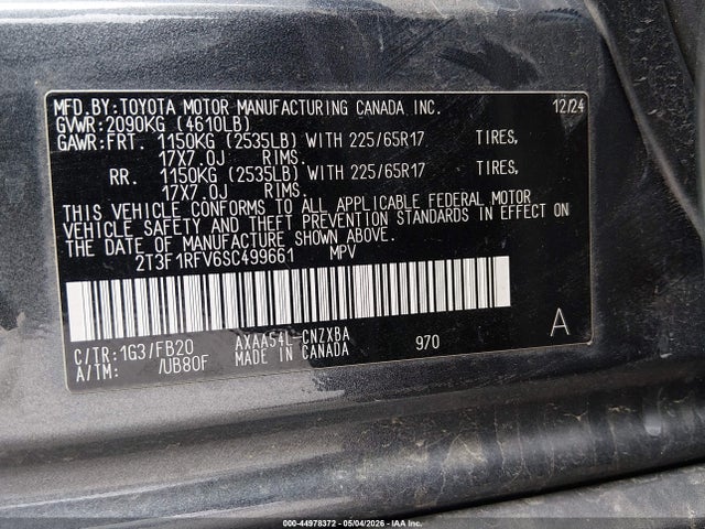 Продажа на аукционе авто 2025 Toyota Rav4 Le, vin: 2T3F1RFV6SC499661, номер лота: 44978372