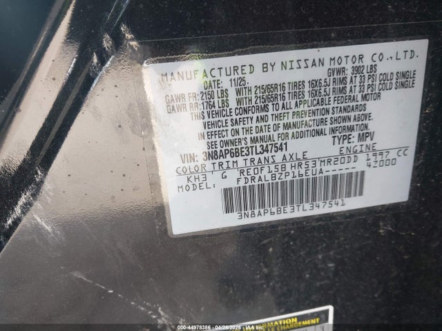 Продажа на аукционе авто 2026 Nissan Kicks S, vin: 3N8AP6BE3TL347541, номер лота: 44978386