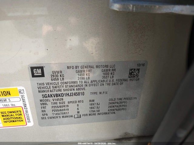 Buick Enclave Leather 2017 5GAKVBKD1HJ245810 Image 9